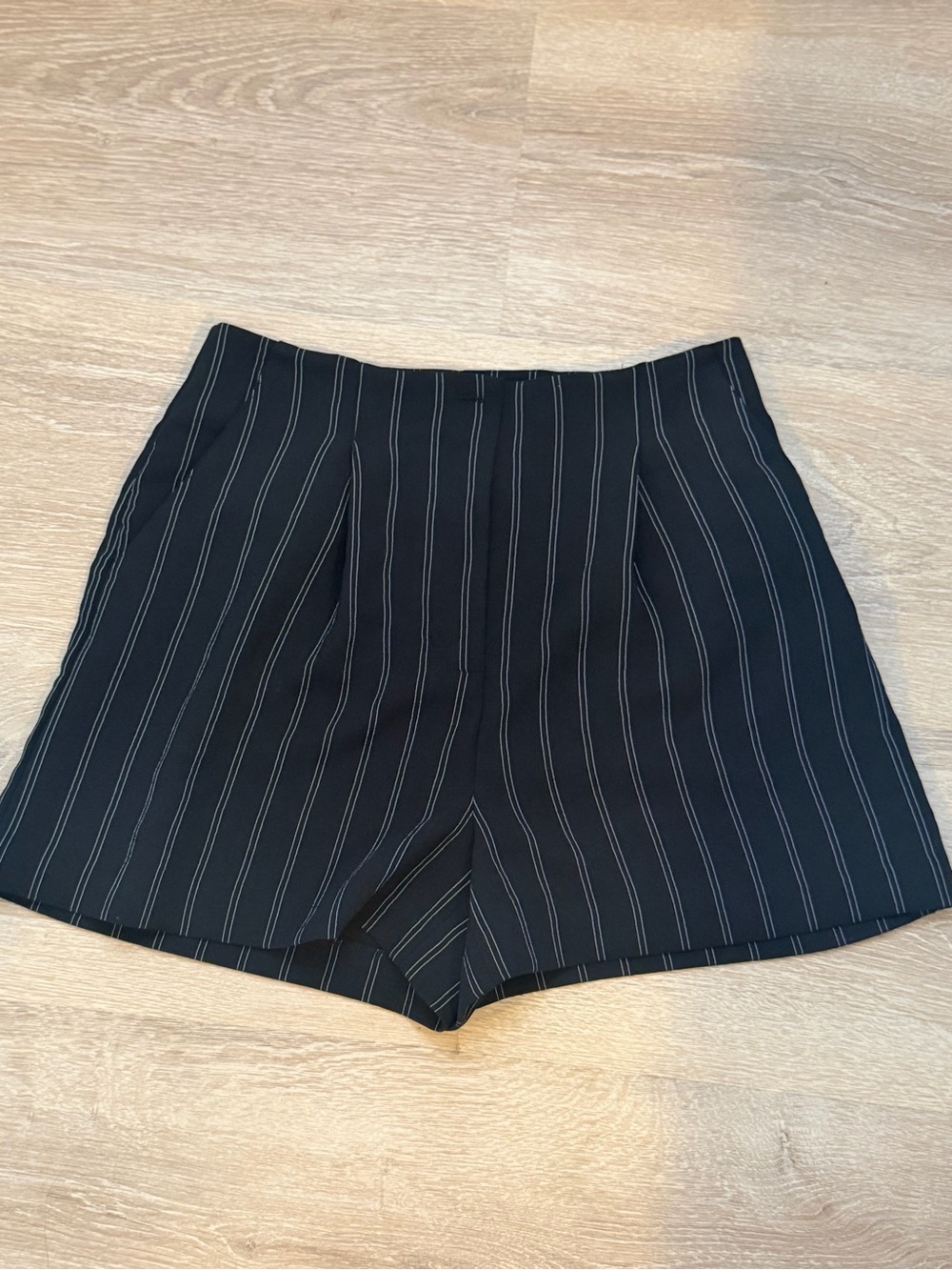 Wilfred Black Pinstripe High-Waist Tailored Shorts